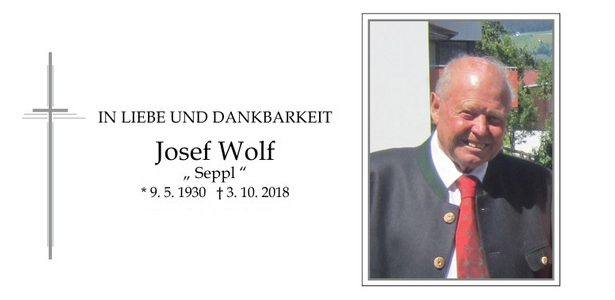 Nachruf zum Ableben unseres Ehrenmitglieds Josef Wolf