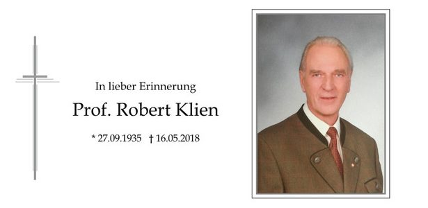 Nachruf zum Ableben unseres Ehrenmitglieds Robert Klien